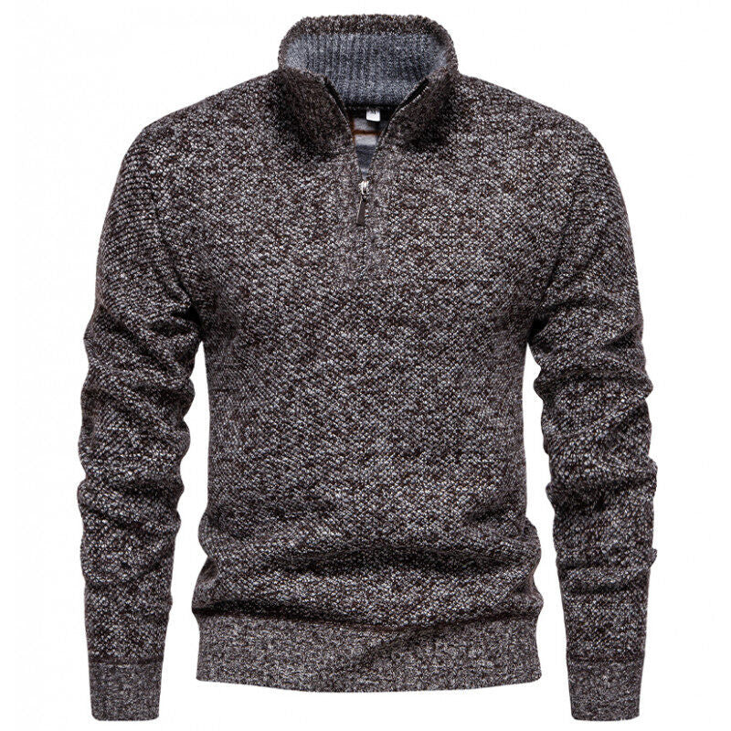 Men's High-Quality Sweater with Stand-Up Collar and Zipper Lisslune