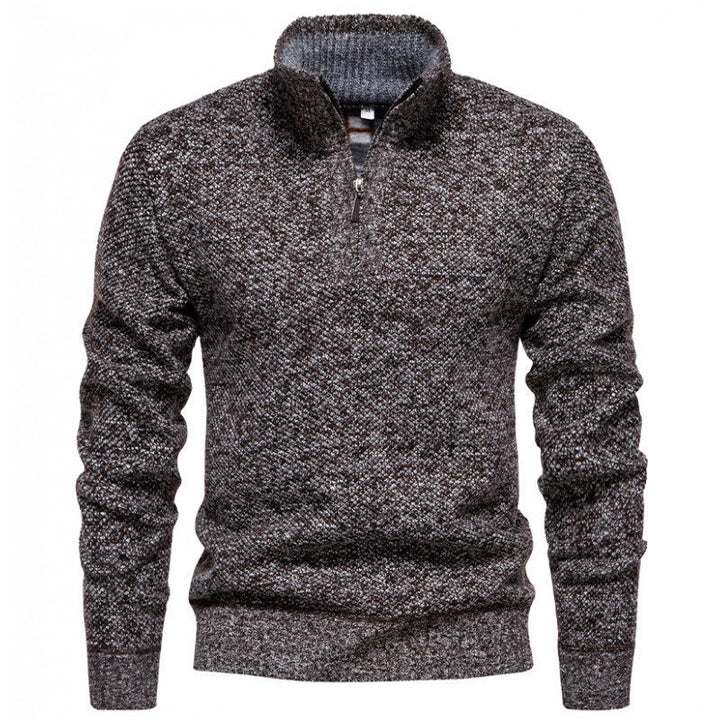 Men's High-Quality Sweater with Stand-Up Collar and Zipper Lisslune