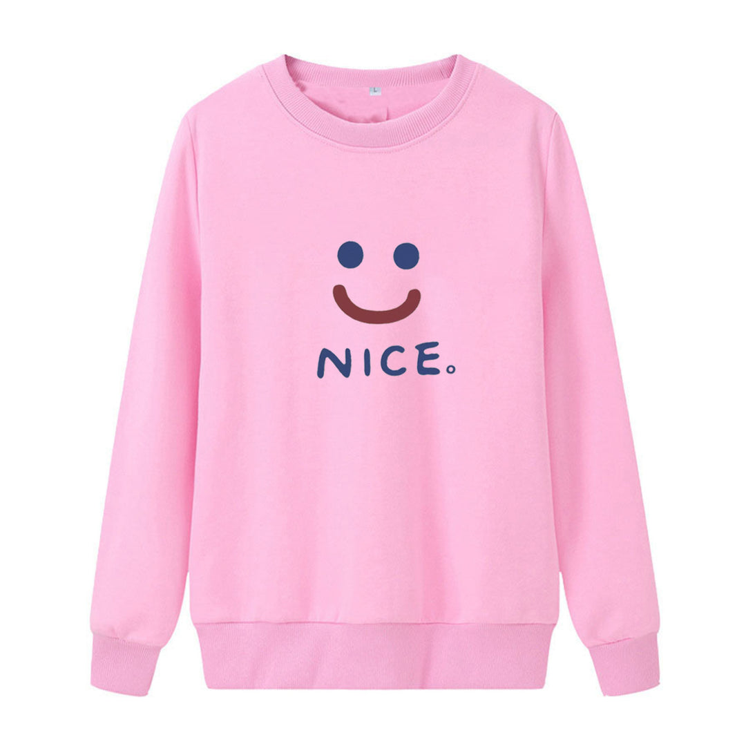 Women casual sweatshirt with cheerful smile motif Lisslune