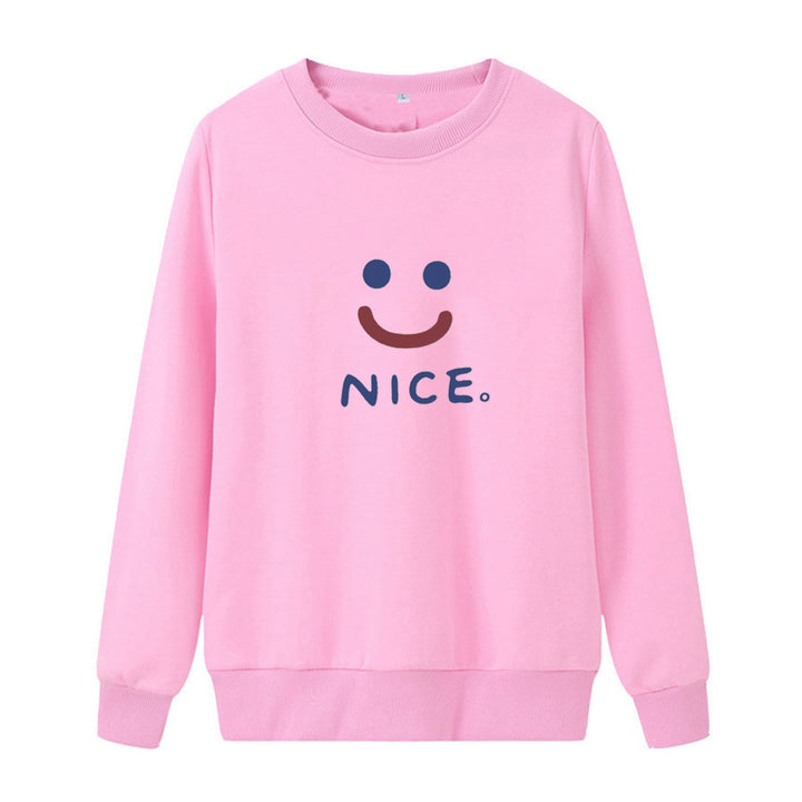 Women casual sweatshirt with cheerful smile motif Lisslune