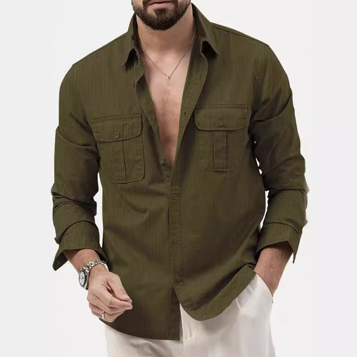 Men's long-sleeve shirt with practical chest pockets and durable fabric Lisslune