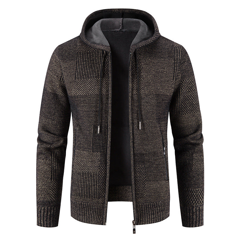 Men's cardigan with hood and modern structural elements Lisslune
