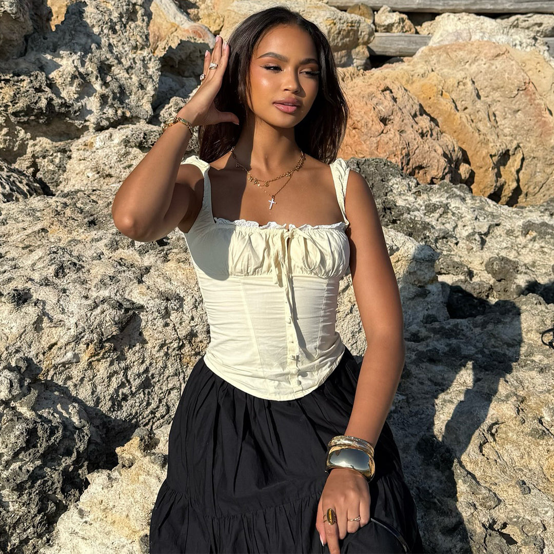 Women's top with gathered design and elegant straps Lisslune