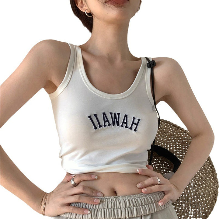 Women's Cropped Tank Top with creative lettering and comfortable fit