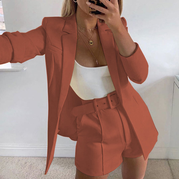 Ladies Fashion Blazer Set with Figure-Hugging Cut and High-Waisted Shorts Lisslune
