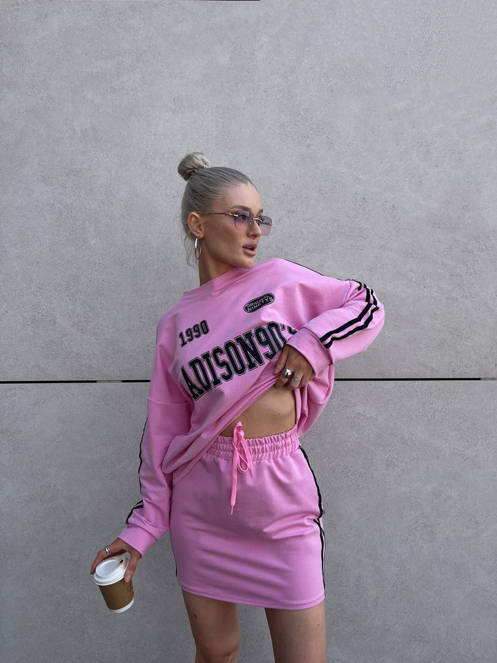 Ladies sporty sweatshirt dress with loose fit and elastic waist Lisslune