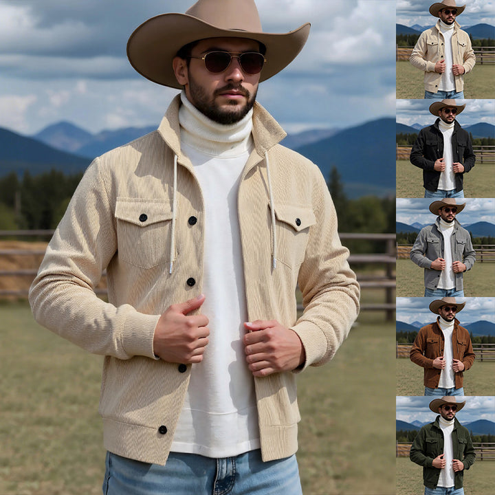 Men's cord jacket with practical chest pockets and drawstring Lisslune