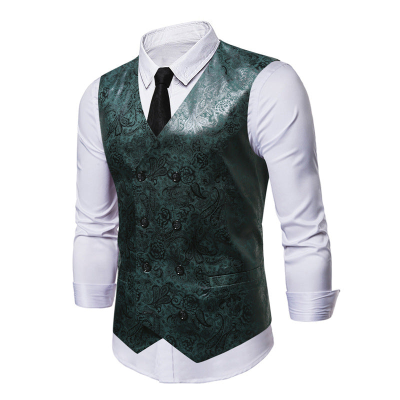 Men's elegant double-button sequined vest Lisslune