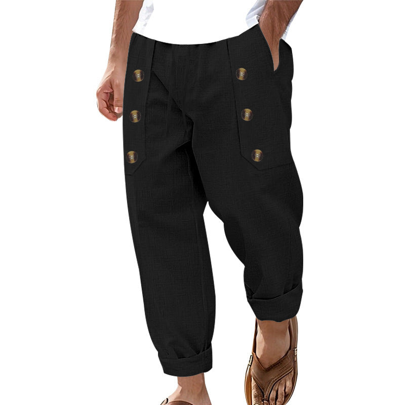 Men's casual cargo pants with practical button details and comfortable pockets Lisslune
