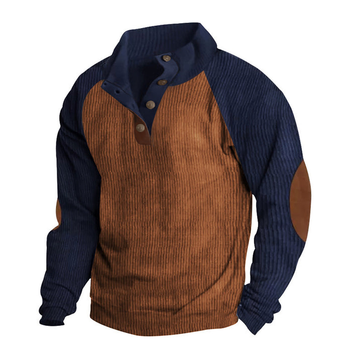 Men's structured pullover shirt with button placket and leather details Lisslune