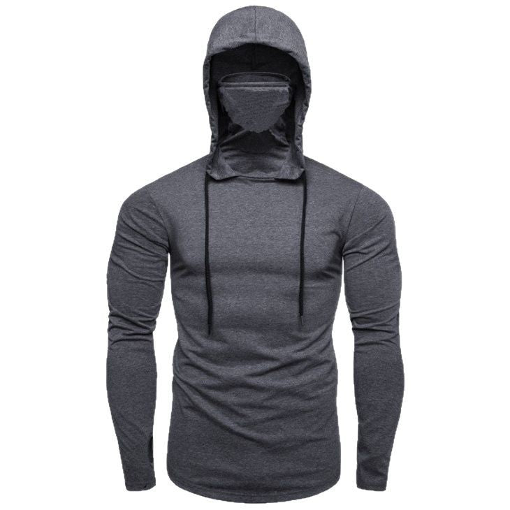 Men's hooded shirt with integrated face protection and fashionable design Lisslune