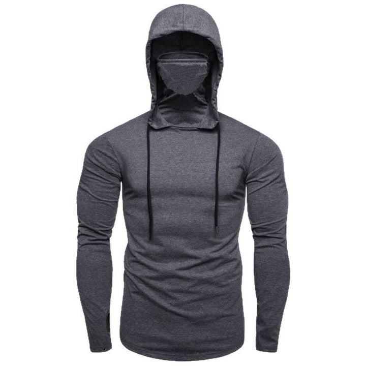 Men's hooded shirt with integrated face protection and fashionable design Lisslune