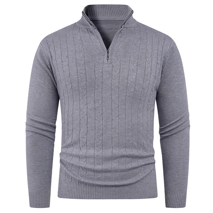 Men's Structured Sweater with ZIP Collar Lisslune