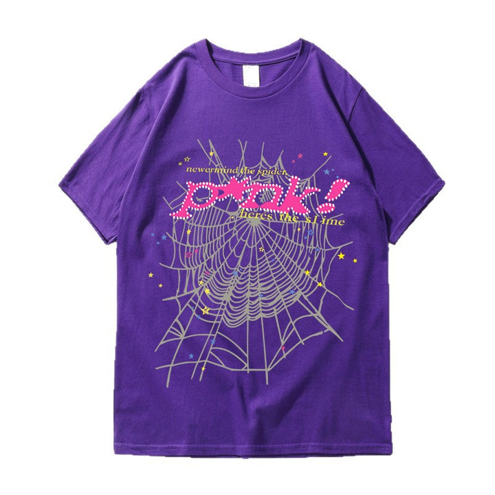 Women's casual T-shirt with creative spider web design Lisslune