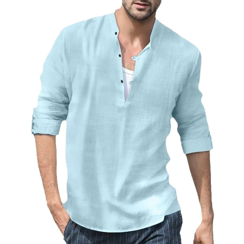 Men's casual shirt with modern stand-up collar and button placket Lisslune