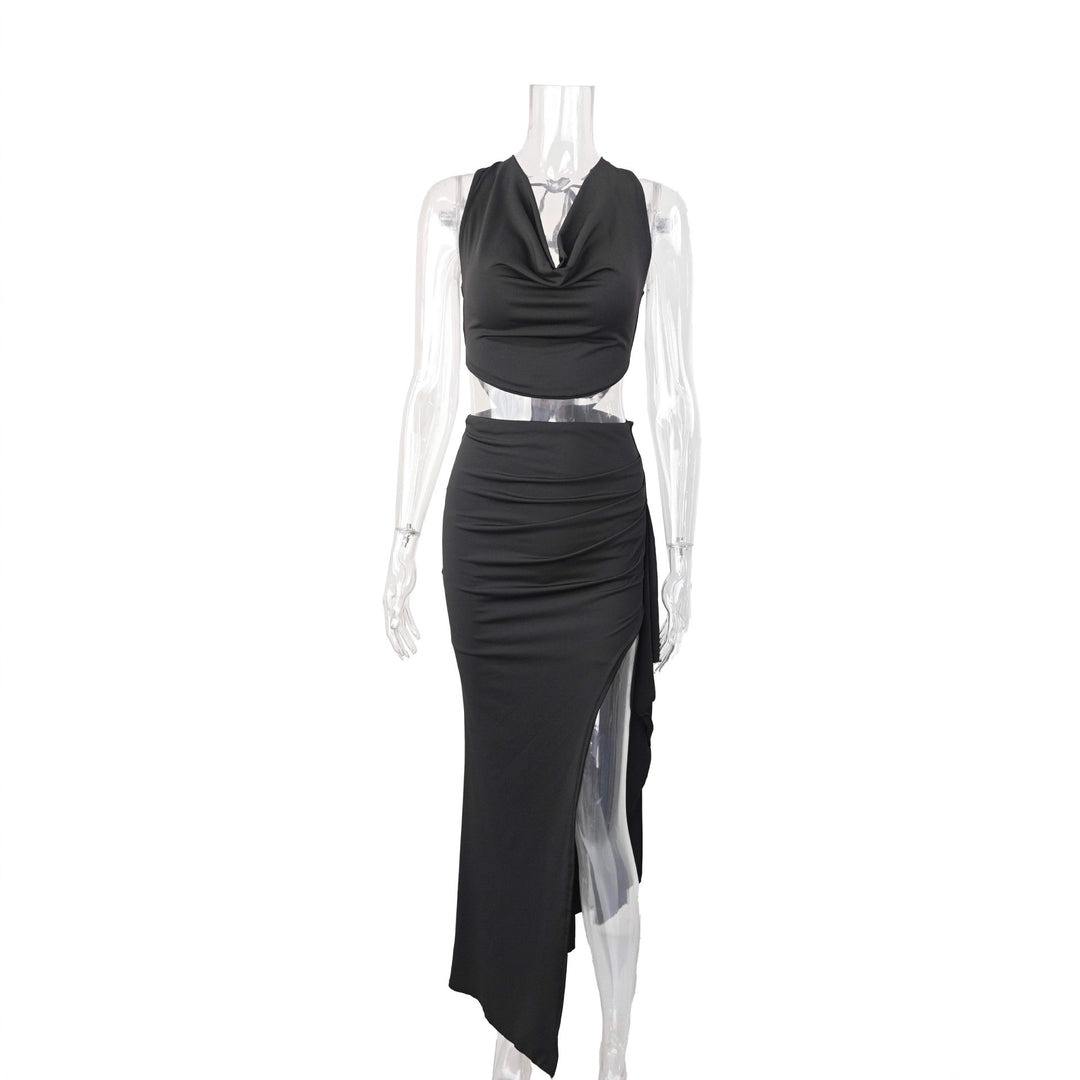 Damen Elegantes Crop-Top und Maxi-Rock Set mit hohem Schlitz Lisslune