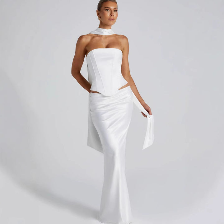 Women's wedding dress with off-the-shoulder design and elegant waist tie Lisslune