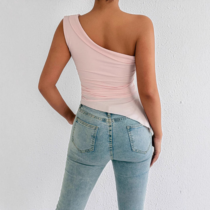 Damen Elegantes asymmetrisches Top mit einem Schulterdesign Lisslune