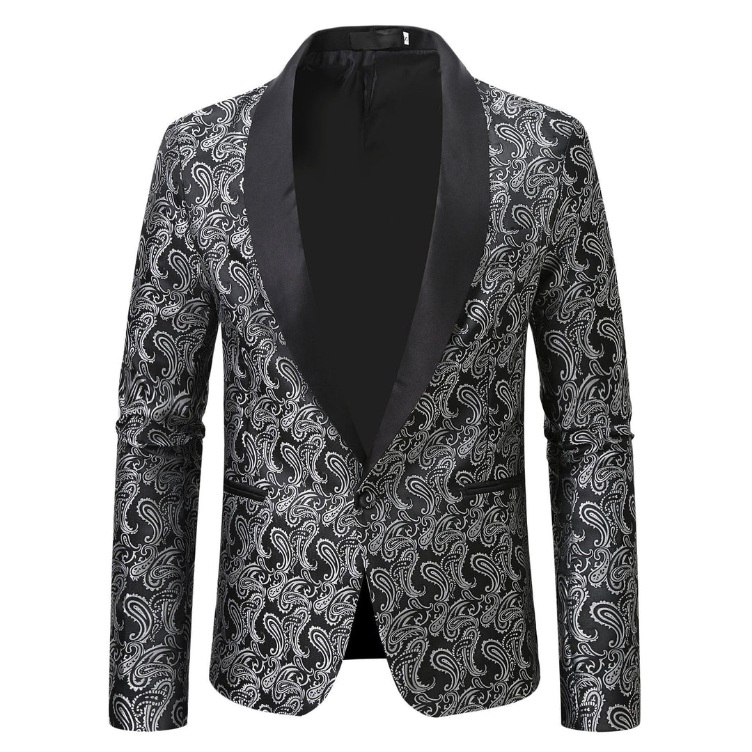 Men's elegant tuxedo blazer with floral jacquard pattern Lisslune