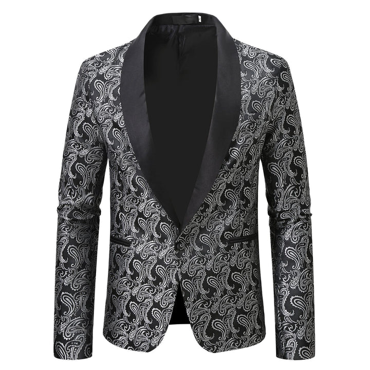 Men's elegant tuxedo blazer with floral jacquard pattern Lisslune