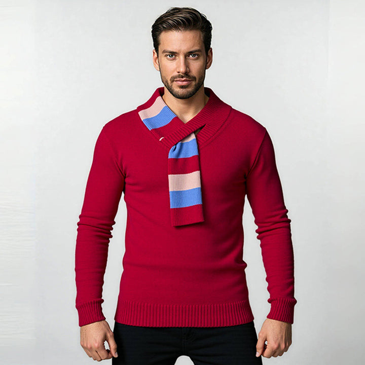 Men's elegant sweater with modern V-neck and fine ribbed details Lisslune
