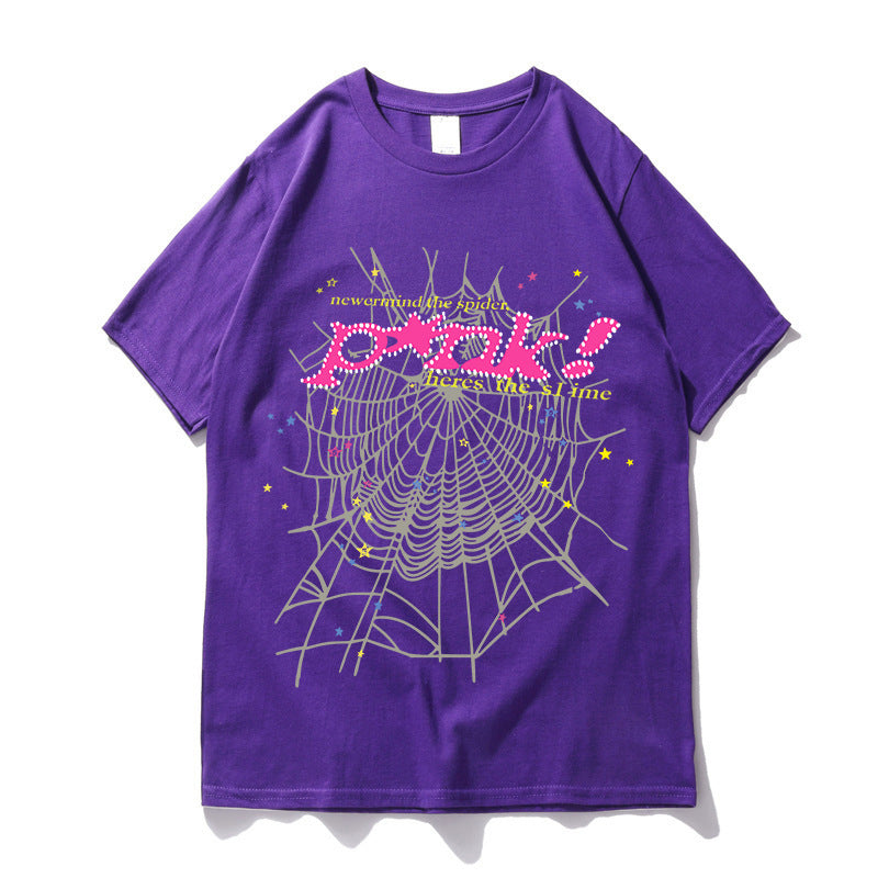 Women's casual T-shirt with creative spider web design Lisslune