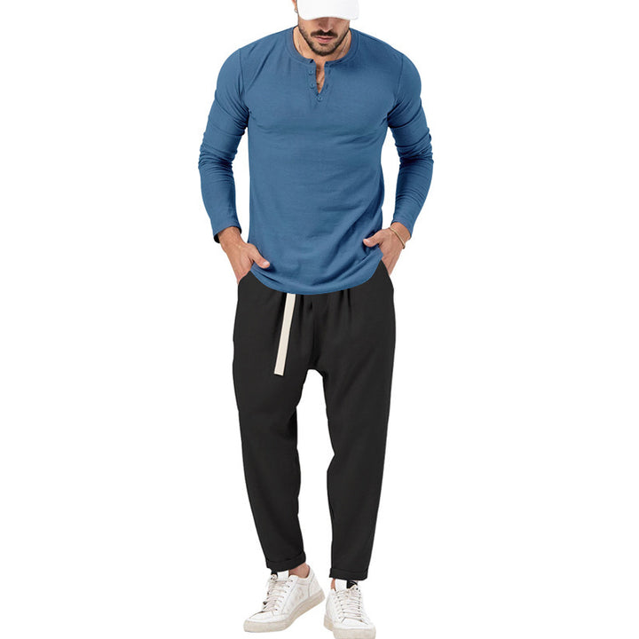 Men's Comfortable Jogging Pants with Fashionable Details and Casual Long Sleeve Shirt Lisslune