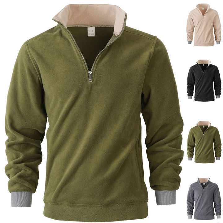Men's fleece pullover with stand-up collar and zipper Lisslune