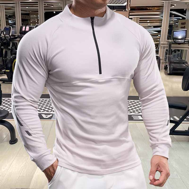 Men's Sporty Long Sleeve Shirt with Half Zipper Lisslune