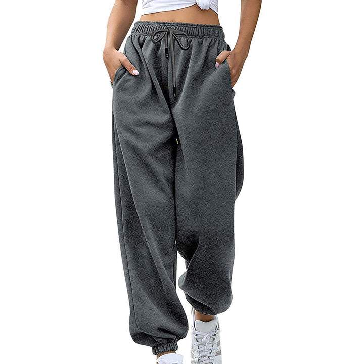 Women's casual sweatpants with high waistband and side zipper pockets Lisslune
