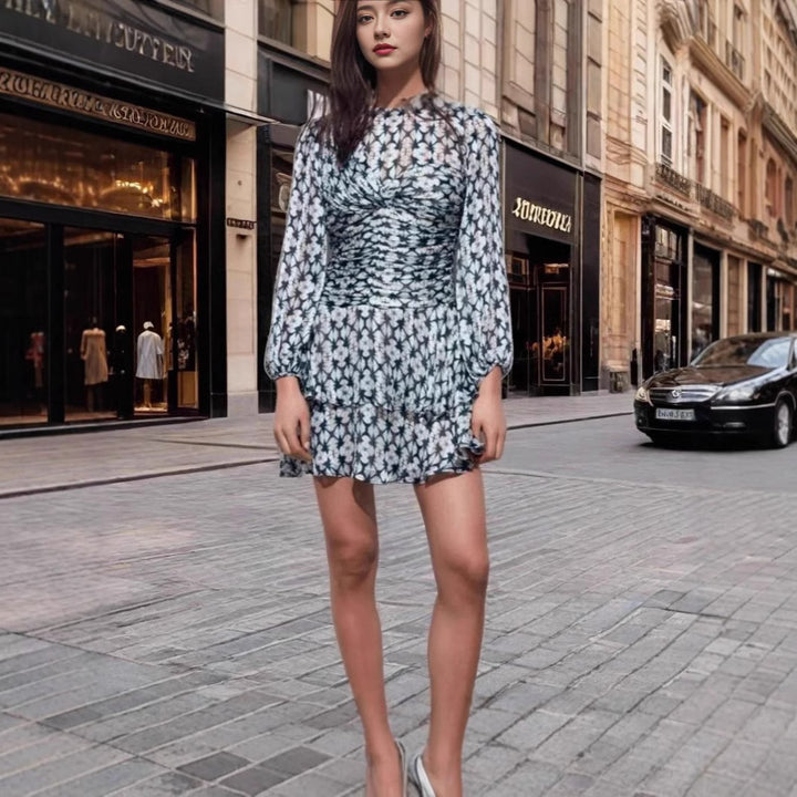 Ladies flowing summer dress with voluminous skirt and ruffle details Lisslune