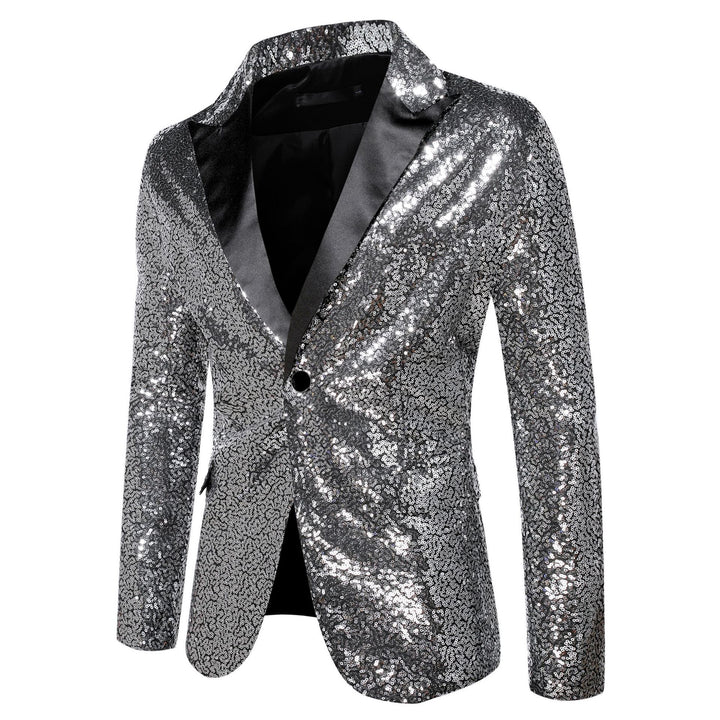 Men's extravagant glitter tuxedo jacket with black satin lapels Lisslune