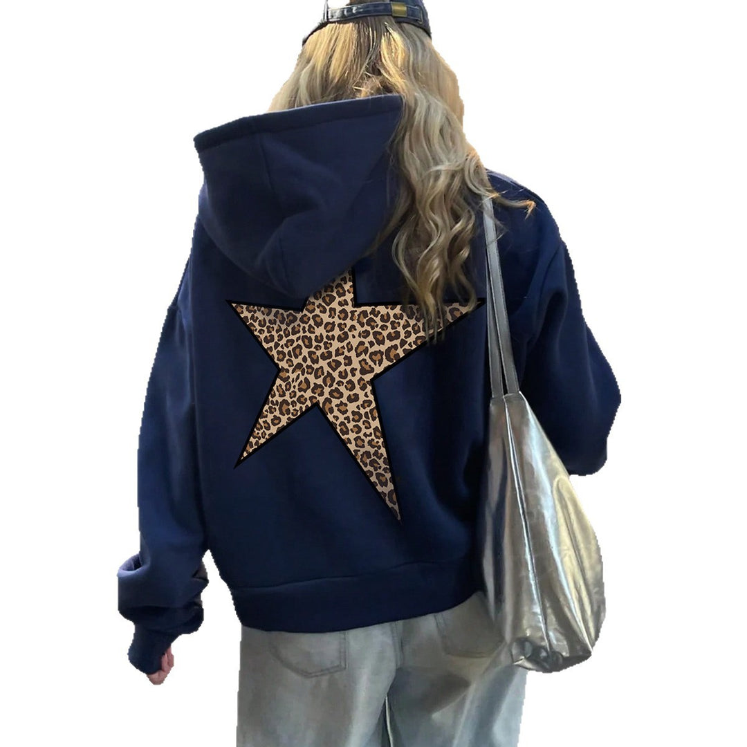 Women’s Hoodie with Eye-Catching Leopard Star Design Lisslune