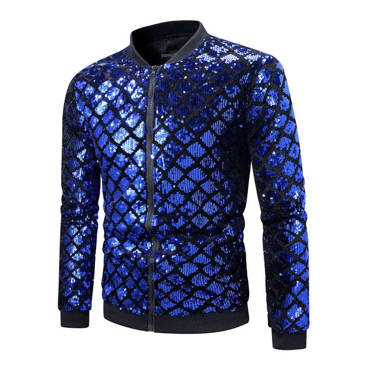 Men's glittering bomber jacket with elegant rhinestone design Lisslune