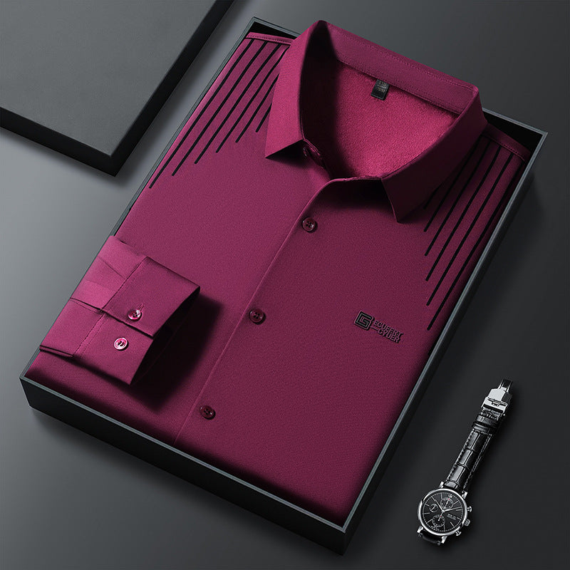 Men's Classic Long Sleeve Shirt with Textured Design Lisslune
