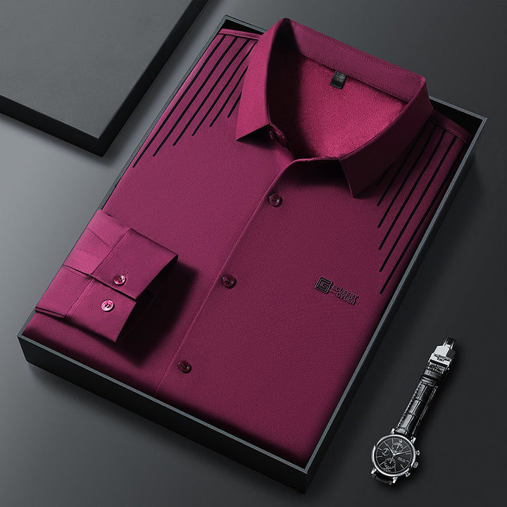 Men's Classic Long Sleeve Shirt with Textured Design Lisslune