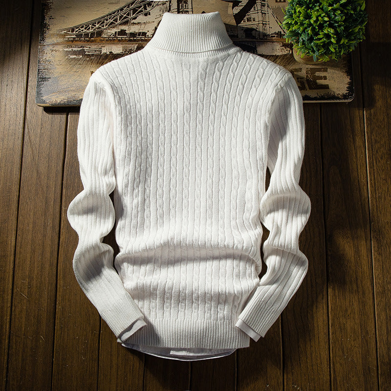 Men's knitted sweater with high collar and textured design Lisslune