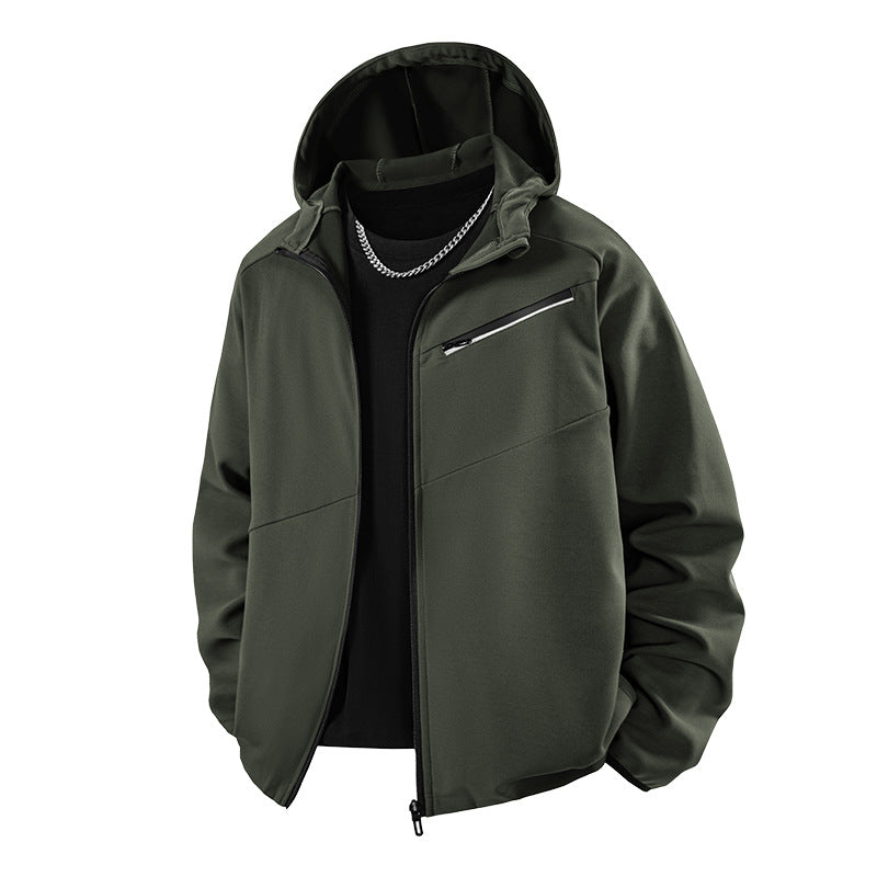 Men's Sporty Softshell Jacket with Breathable Lining and Adjustable Hood Lisslune