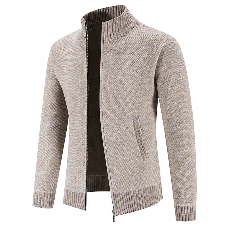 Men's fashionable cardigan with high collar and zipper Lisslune
