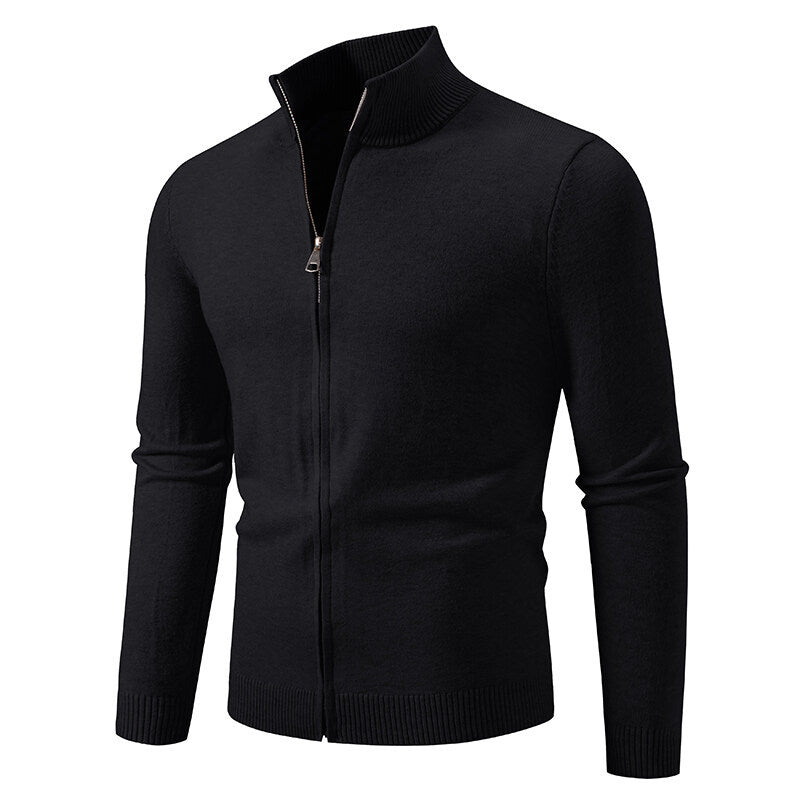 Men's cardigan with modern stand-up collar and functional zipper Lisslune