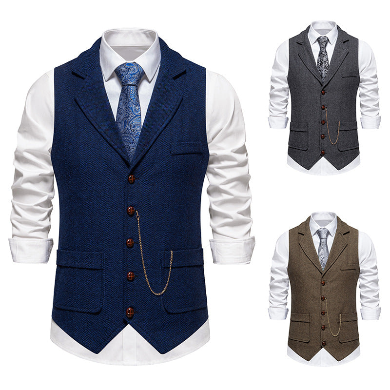 Men's Elegant Waistcoat in Modern Houndstooth Pattern Lisslune