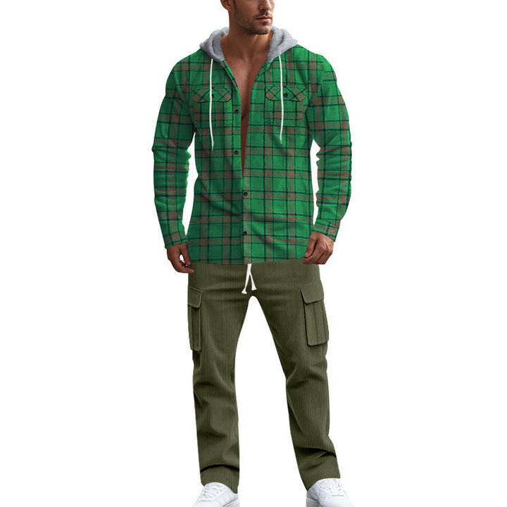 Men's flannel shirts with a hood and two practical chest pockets Lisslune
