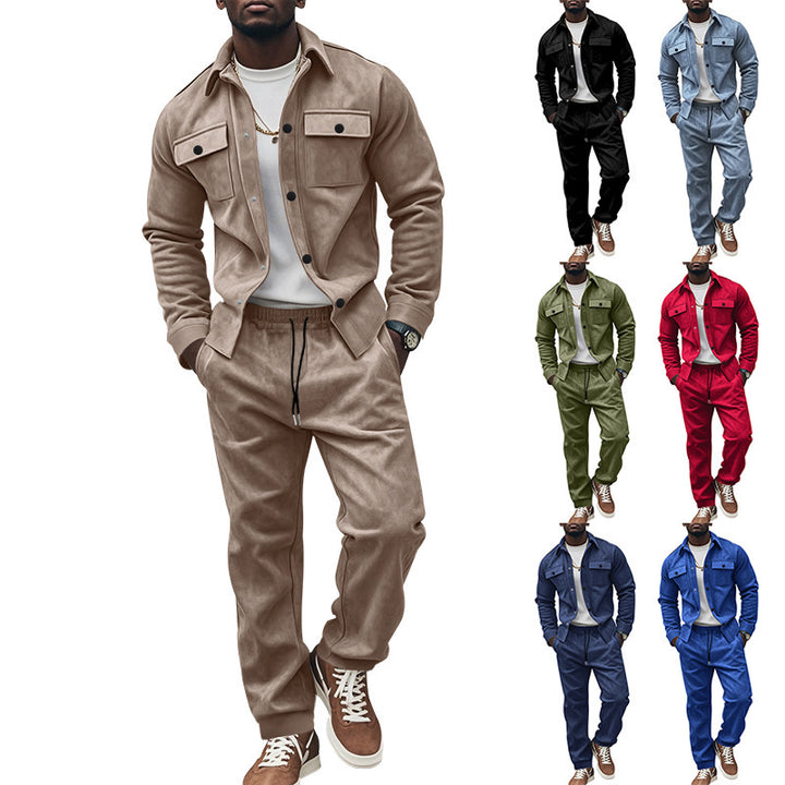 Men's casual shirt and pants set made of soft material with practical pockets Lisslune