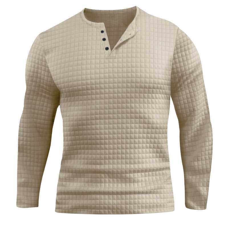 Men's Long Sleeve Shirt with Textured Design and Fashionable Button Closure Lisslune