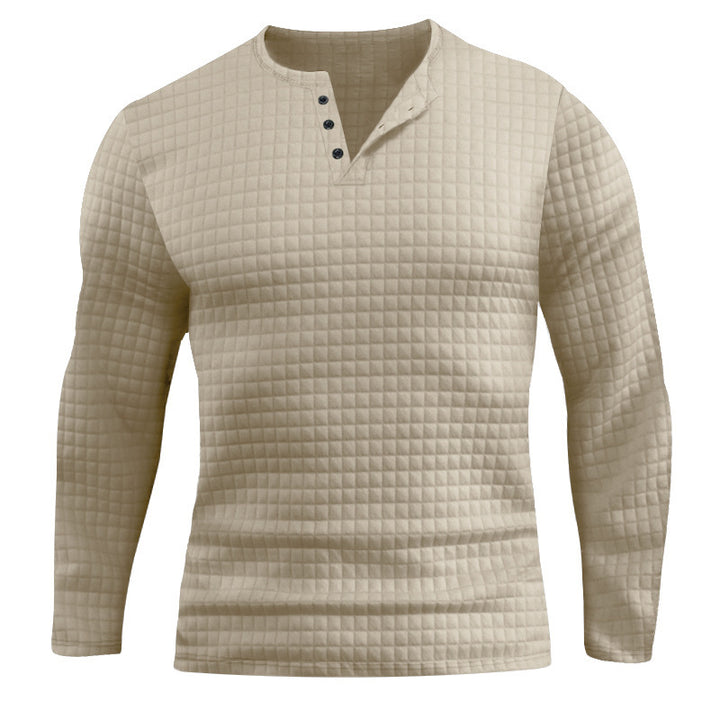 Men's Long Sleeve Shirt with Textured Design and Fashionable Button Closure Lisslune