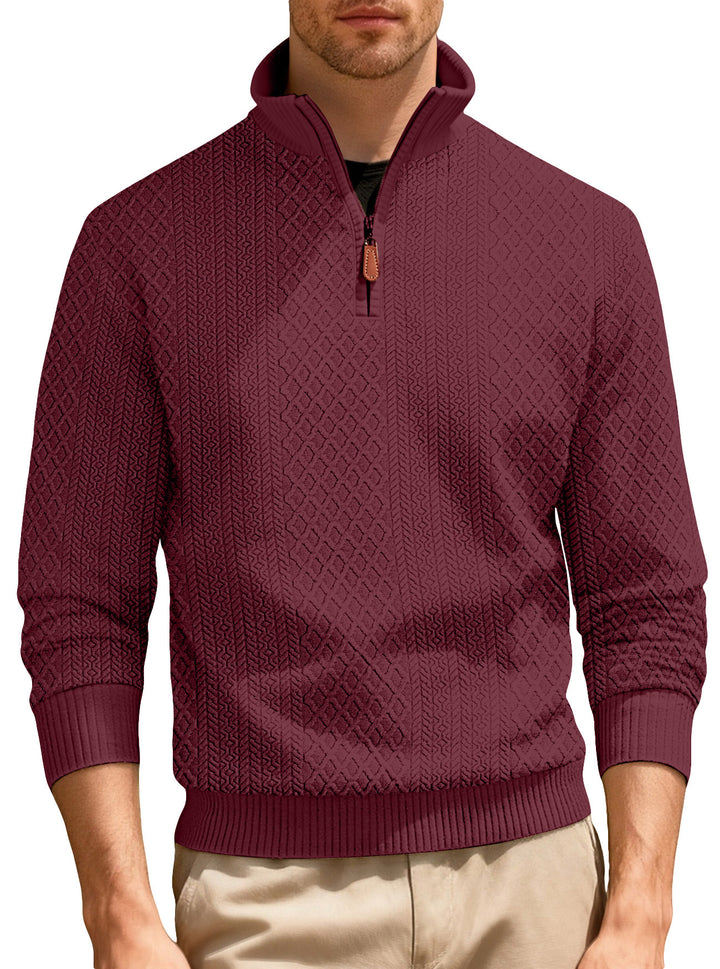 Men's casual stand-up collar sweater with textured knit quality Lisslune