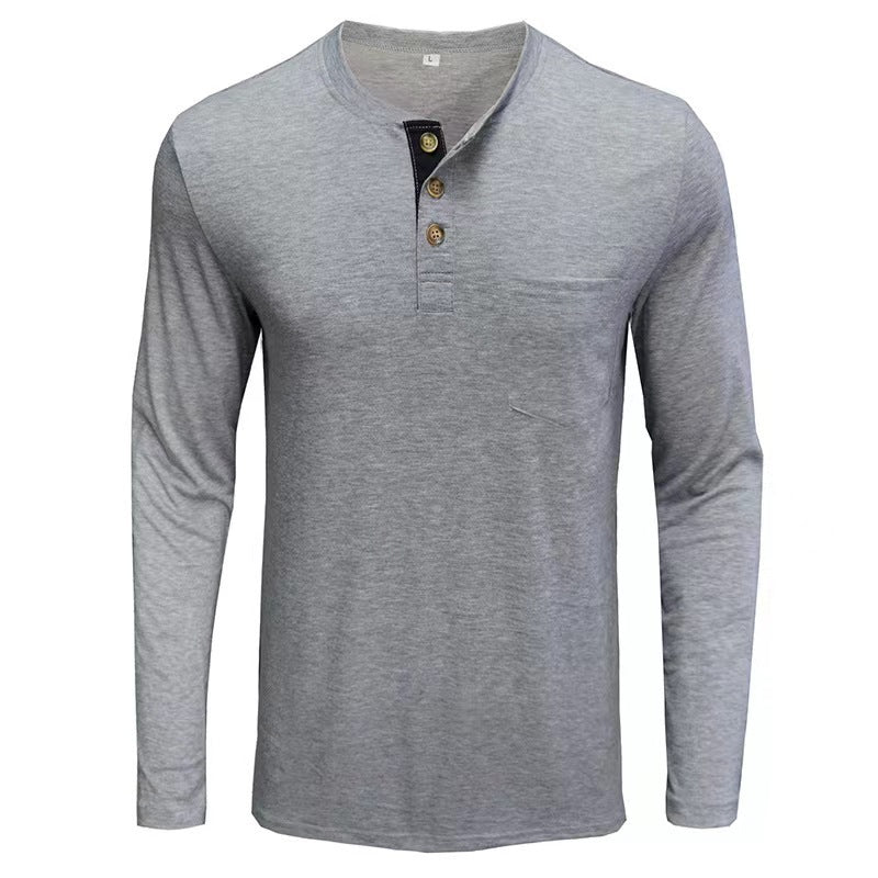 Men's fashionable long-sleeve shirt with button placket and chest pocket Lisslune