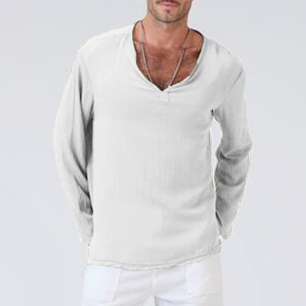 Men's long sleeve shirt with V-neck and casual fit Lisslune
