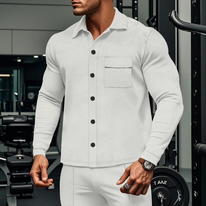Men's structured long sleeve shirt with practical chest pocket Lisslune