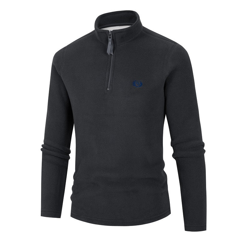 Men's fleece pullover with stand-up collar and zipper Lisslune